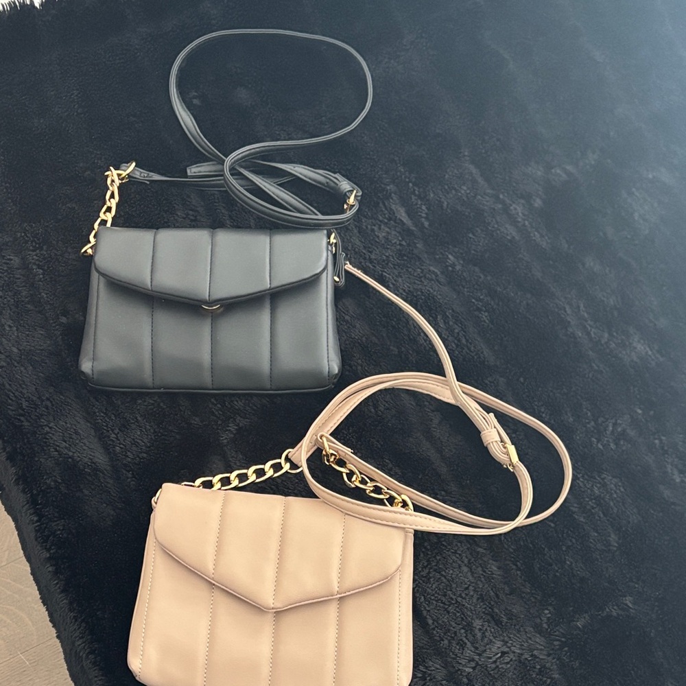 2 for 15.00 Women’s Quilted Crossbody Bag - Black and Beige